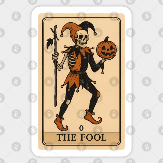 The Fool – Halloween Tarot Skeleton Sticker by Stylecombinator